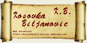 Kosovka Biljanović vizit kartica